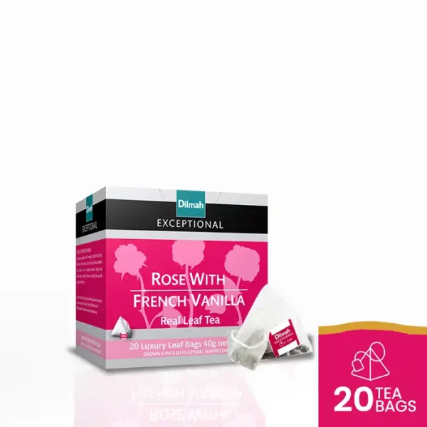 EXCEPTIONAL ROSE WITH FRENCH VANILLA Dilmah Exceptional Leaf Tbag Rose With French Vanilla 20s - Teh Celup